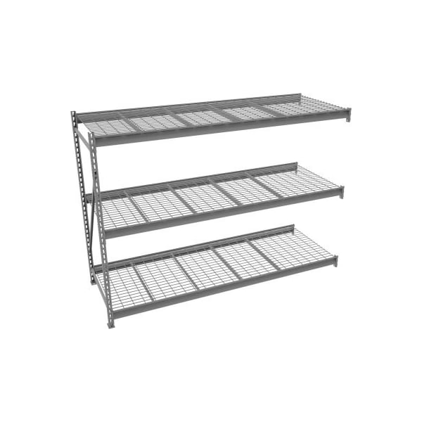 Tennsco Bulk Storage Rack - 48"W x 36"D x 120"H - Add-On - 3 Shelf Levels - Wire Deck - Medium Gray